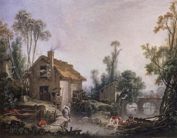 Francois Boucher Landscape with a Watermill